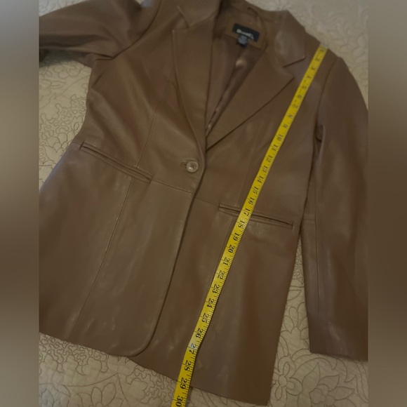 Denim & Co. Cognac Brown Leather Blazer Style Jacket, Size M - Picture 10 of 12